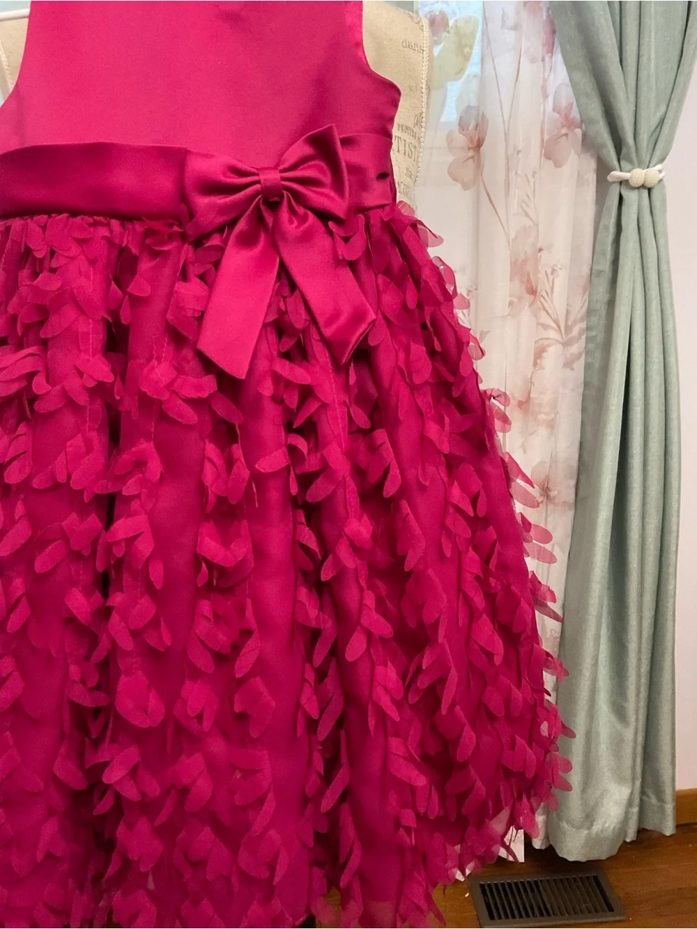 American Princess Fuchsia Petal-Detail Party Dress